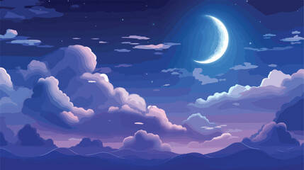 Naklejka na ściany i meble Beautiful Moon in the Skies. Flying Over the Infini