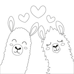 Obraz premium valentines day card with llamas