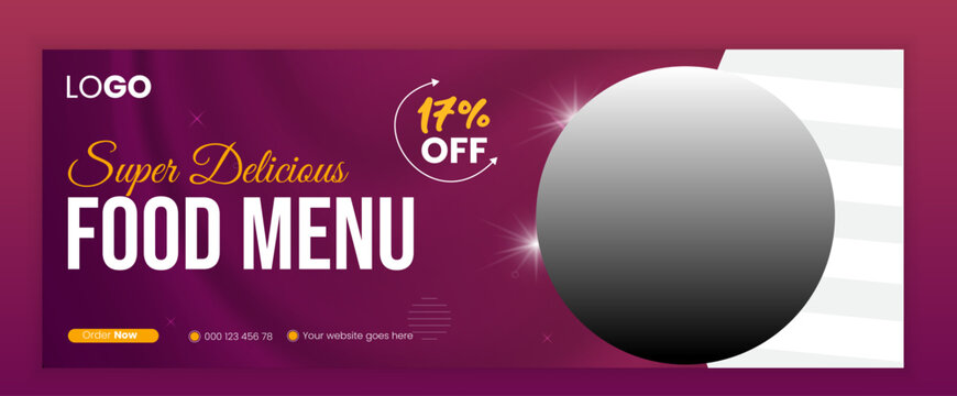 Food Facebook cover design for restaurant business ads and marketing promotion, timeline cover template, social media header post, web banner template with editable vector