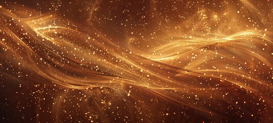 Abstract glow background. A wave of golden bronze glitter on a brown background. unusual lighting....