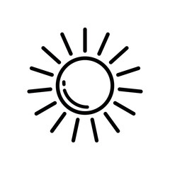 Sun Lineal Icon Symbol Vector. Black Outline Sun Icon