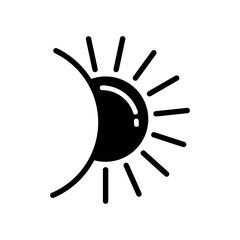 Sun Fill Icon Symbol Vector. Black Glyph Sun Icon