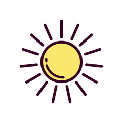 Sun Icon Vector Illustration. Sun Lineal Color Icon