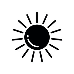 Sun Fill Icon Symbol Vector. Black Glyph Sun Icon