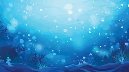 Blue blurry underwater bokeh .. 2d flat cartoon vac