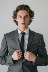 Elegant Businessman in Classic Suit and Tie, Professional Male Model in Formal Attire