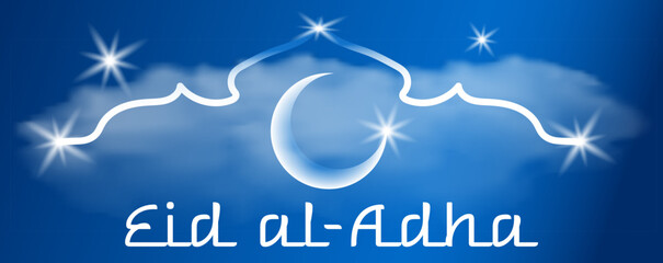 Banner in honor of the celebration of Eid al-Adha. Background for Muslim holidays.