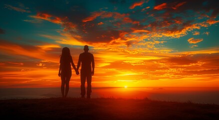 Fototapeta premium Melodic Serenity: A Bond Unbroken by the Setting Sun