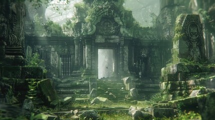 The ruins of a beautiful ancient temple. Stone Forest.