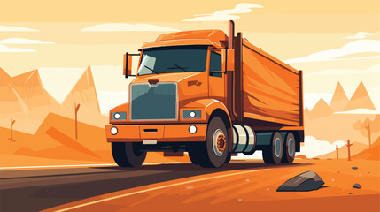 Blurred orange truck background 2d flat cartoon vac