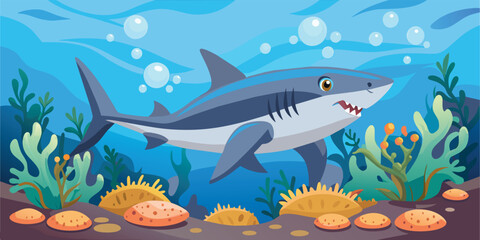 Obraz na płótnie Canvas Blue shark on the seabed-