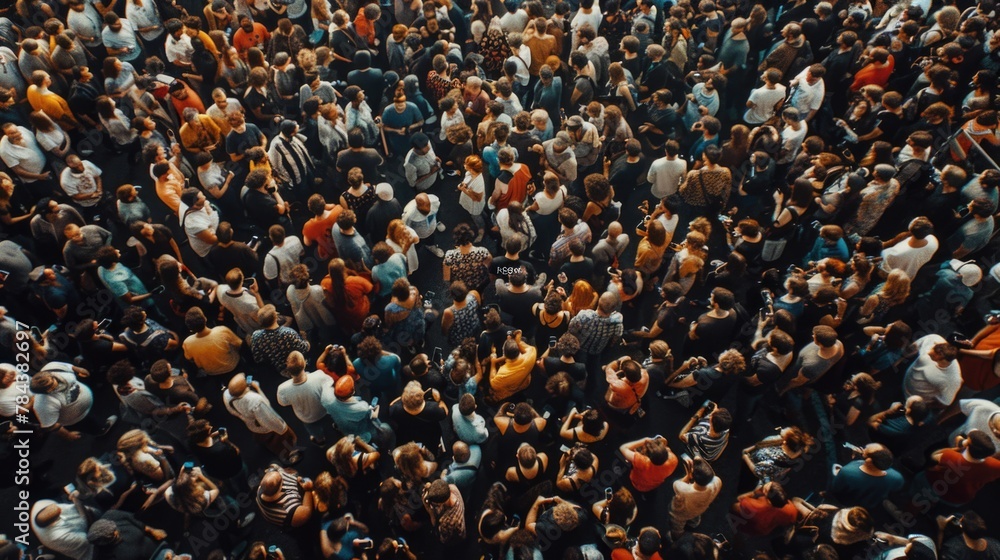 Aufkleber a large group of people standing around each other. suitable for various event concepts