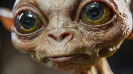 Close-up shot of an alien with large eyes. Perfect for science fiction projects