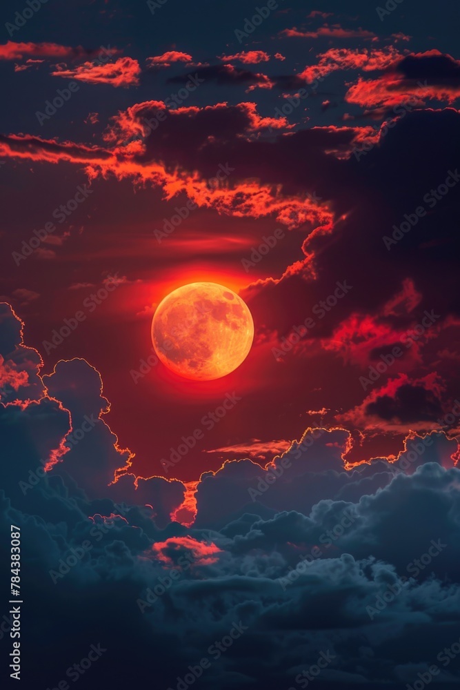 Poster a beautiful sunset with clouds in the sky, perfect for various design projects