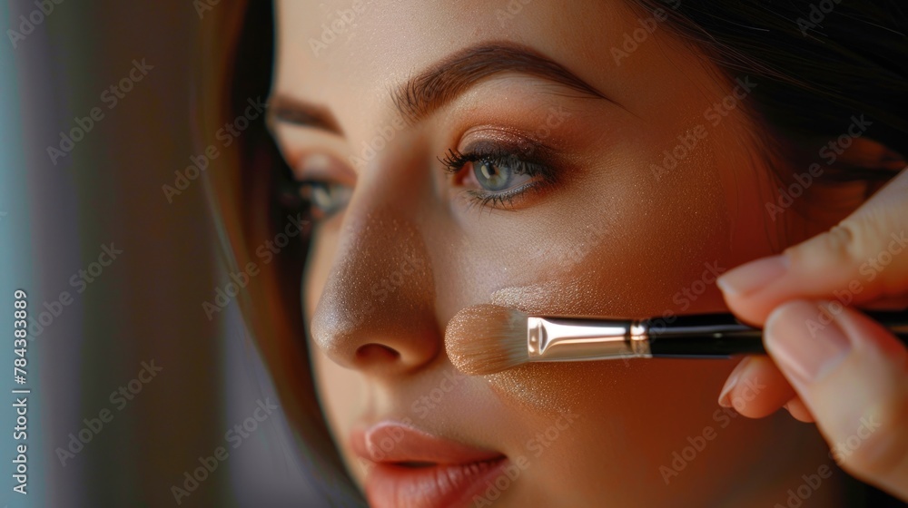 Poster close up of a person using a brush. ideal for artistic concepts
