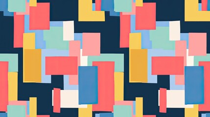 Seamless pattern of minimalist colorful rectangles