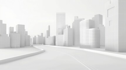 Fototapeta premium Urban road and digital city model, 3d rendering. Computer digital drawing.