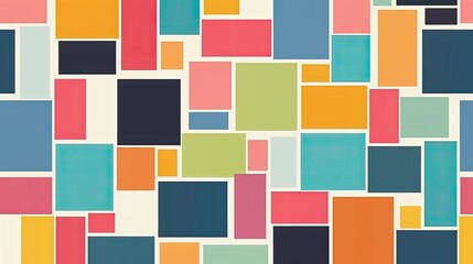 Seamless pattern of minimalist colorful rectangles