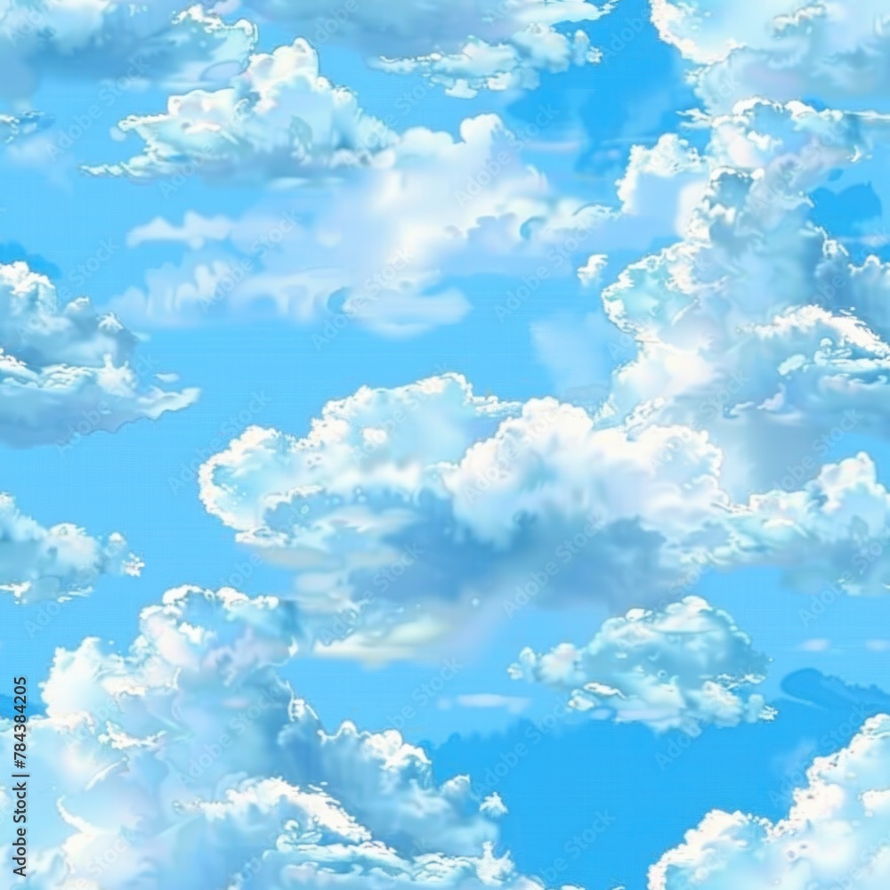 Poster A picture of a sky filled with fluffy clouds. Suitable for various projects
