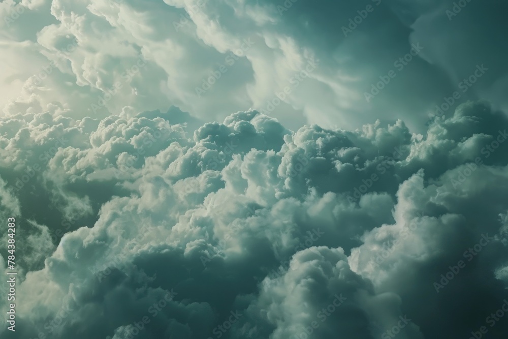 Poster A plane soaring through fluffy clouds, perfect for travel and aviation concepts