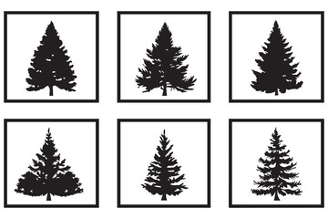 Obraz premium Christmas tree silhouette vector bundle