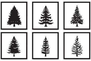 Christmas tree silhouette vector bundle