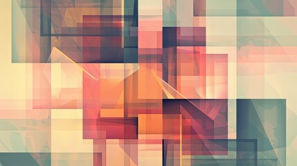 Minimal art of overlapping squares with transparency effects - obrazy, fototapety, plakaty