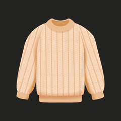Knitted sweater. Graphic drawing of knitted fall and winter clothing. Black background. Used in web design, for printing, advertising, collages.