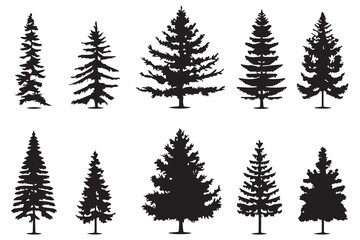 Christmas tree silhouette Clipart bundle