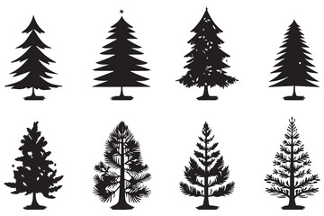 Christmas tree silhouette Clipart bundle