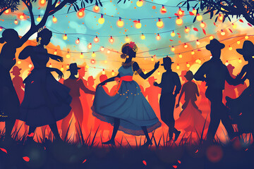 Illustration of people celebrating Juneteenth