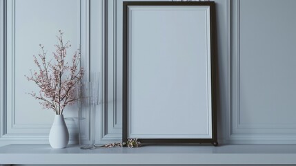 Monet-Inspired Vertical Canvas: Blank White Paper on Wall
