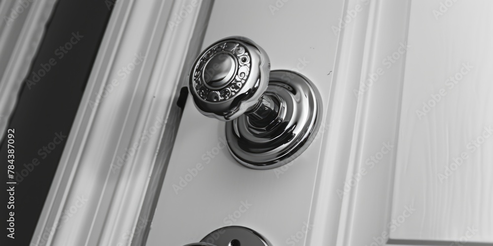 Poster a detailed view of a door handle. perfect for architectural and interior design concepts