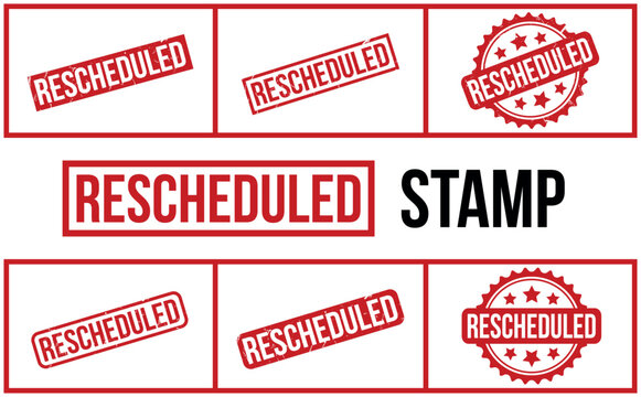 Rescheduled Rubber Stamp Set Vector