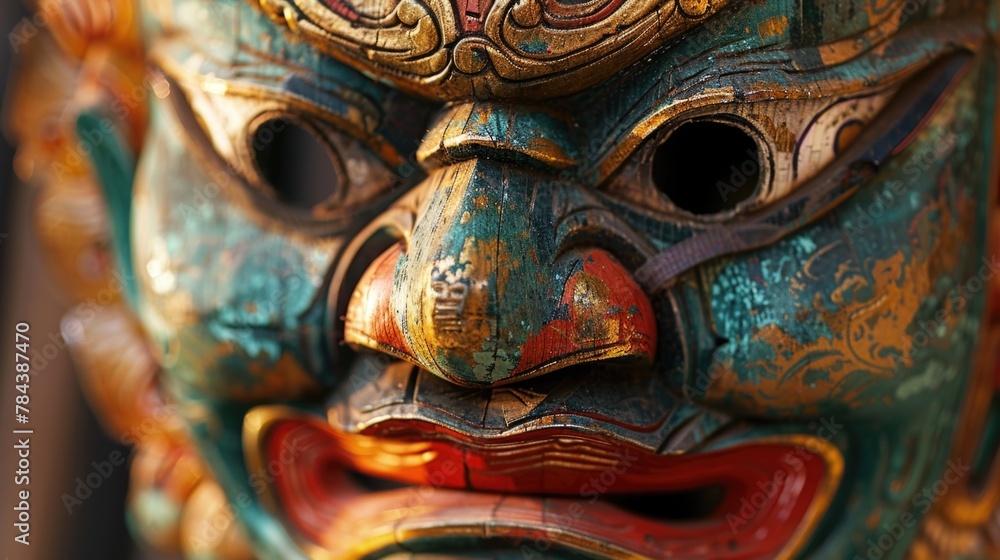 Poster close-up shot of a mask on a table, perfect for various design projects