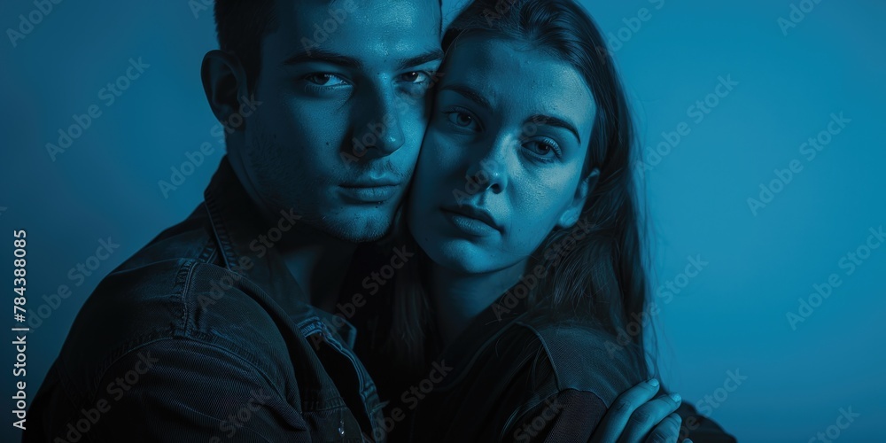 Poster a man and a woman standing next to each other. suitable for various concepts and themes