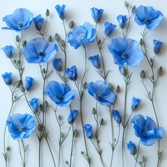 Blue flowers on a white background - obrazy, fototapety, plakaty