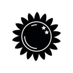 Sunflower Fill Icon Symbol Vector. Black Glyph Sunflower Icon