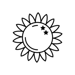 Sunflower Lineal Icon Symbol Vector. Black Outline Sunflower Icon