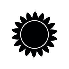 Sunflower Fill Icon Symbol Vector. Black Glyph Sunflower Icon