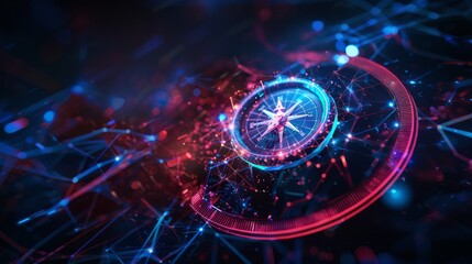 Magnetic compass and location marking Adventure, discovery, navigation, communication, logistics, geography, transport and travel theme concept background