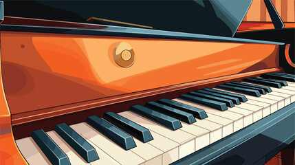 Closeup of a grand piano keyboard 2d flat cartoon v
