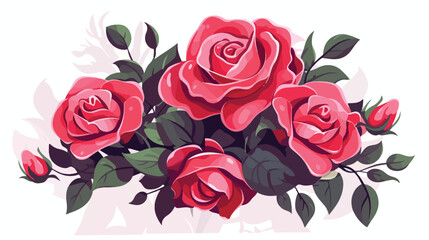 Closeup of rose flowers .. 2d flat cartoon vactor illustration