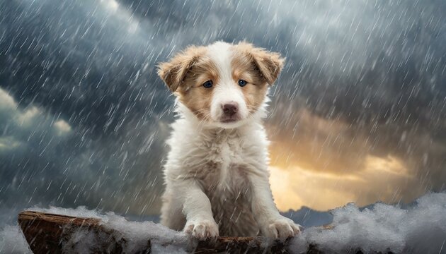 "A Cry for Compassion: Homeless Puppy Seeks Shelter from the Storm"