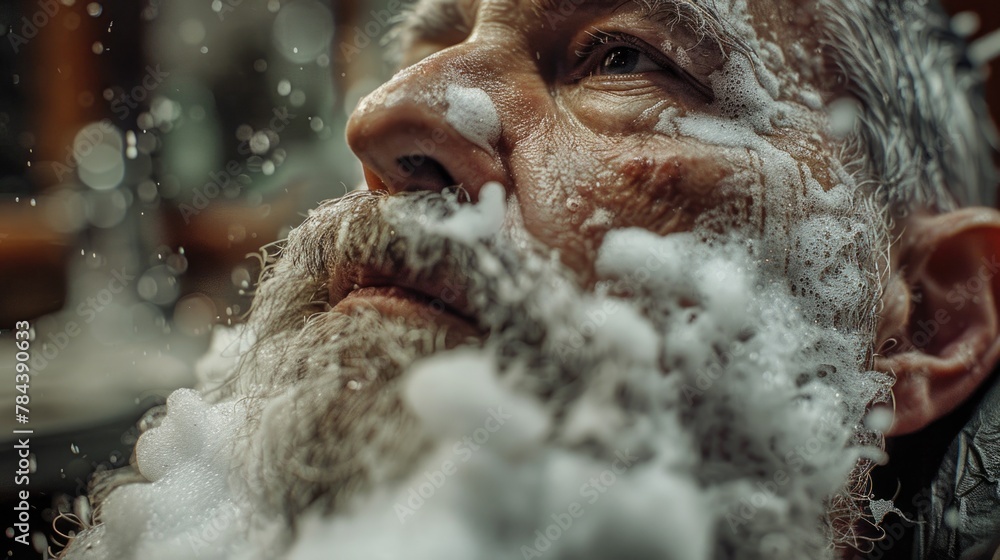 Poster Detailed close-up of a person with a beard. Ideal for use in marketing materials
