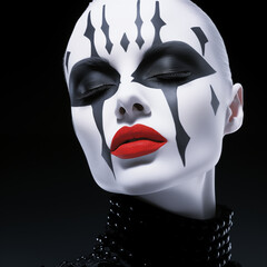 Ethereal beauty in black and white makeup