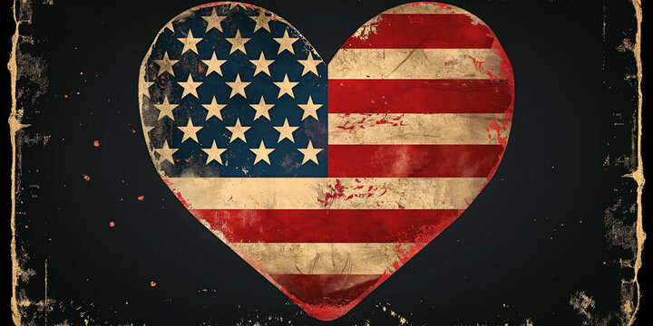 Herz mit USA Flagge