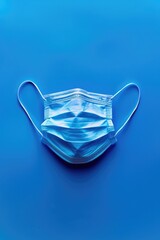 A surgical mask on a blue background. Perfect for healthcare concepts