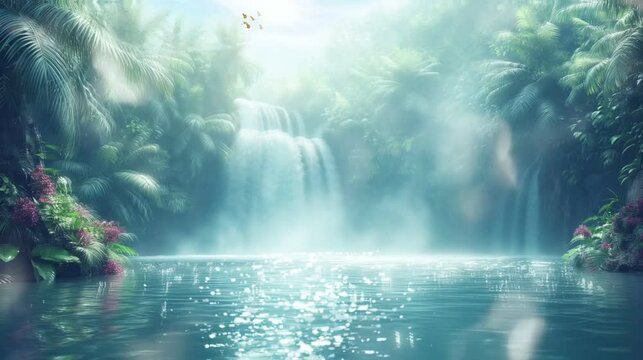 Waterfall in the forest, video HD 