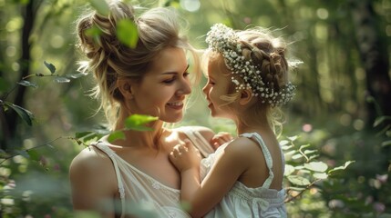Obraz premium A woman holding a little girl in her arms. Ideal for family and parenting concepts